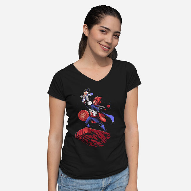 The Saiyan King-womens v-neck tee-javiclodo