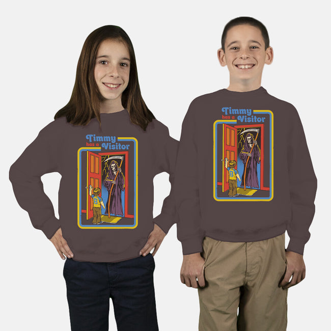 Timmy Has A Visitor-youth crew neck sweatshirt-Steven Rhodes