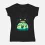 Totoro and His Umbrella-womens v-neck tee-Arashi-Yuka