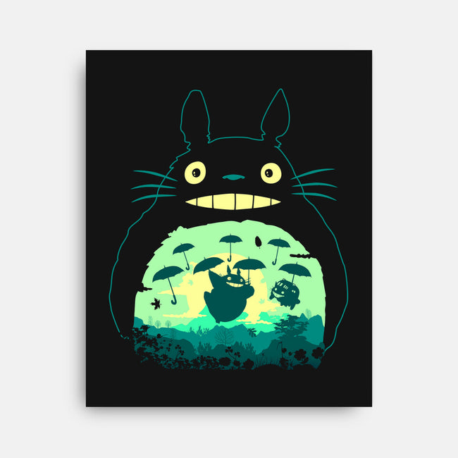 Totoro and His Umbrella-none stretched canvas-Arashi-Yuka