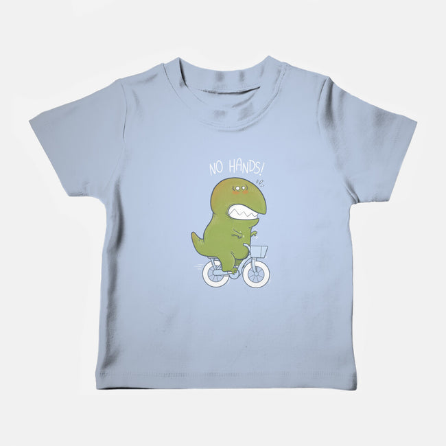 T-Rex Tries Biking-baby basic tee-queenmob