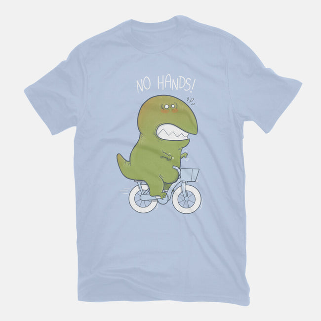 T-Rex Tries Biking-youth basic tee-queenmob