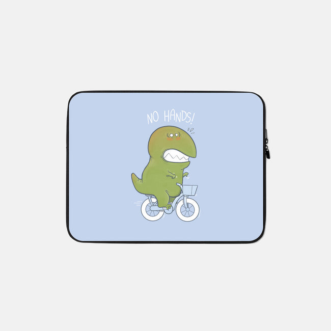 T-Rex Tries Biking-none zippered laptop sleeve-queenmob