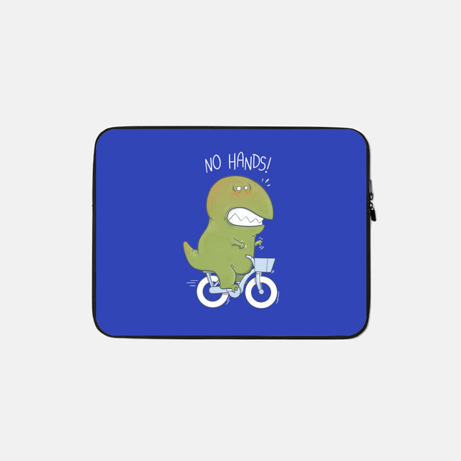 T-Rex Tries Biking-none zippered laptop sleeve-queenmob