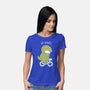 T-Rex Tries Biking-womens basic tee-queenmob