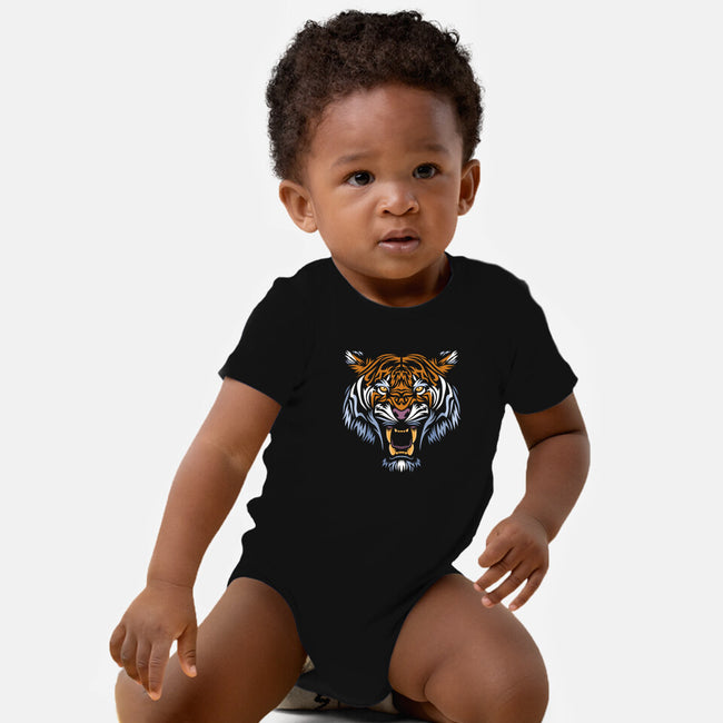 Tribal Face Tiger-baby basic onesie-albertocubatas