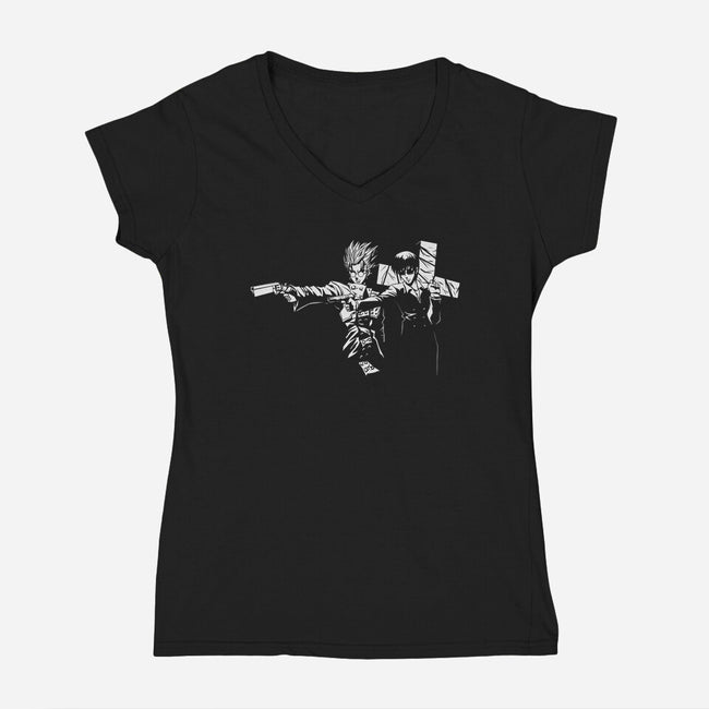 Trigun Fiction-womens v-neck tee-Coinbox Tees
