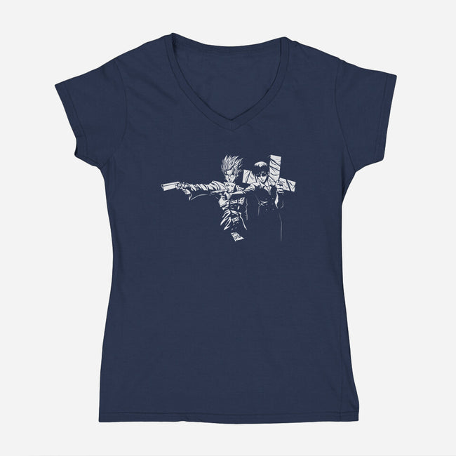 Trigun Fiction-womens v-neck tee-Coinbox Tees