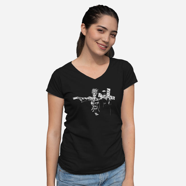 Trigun Fiction-womens v-neck tee-Coinbox Tees