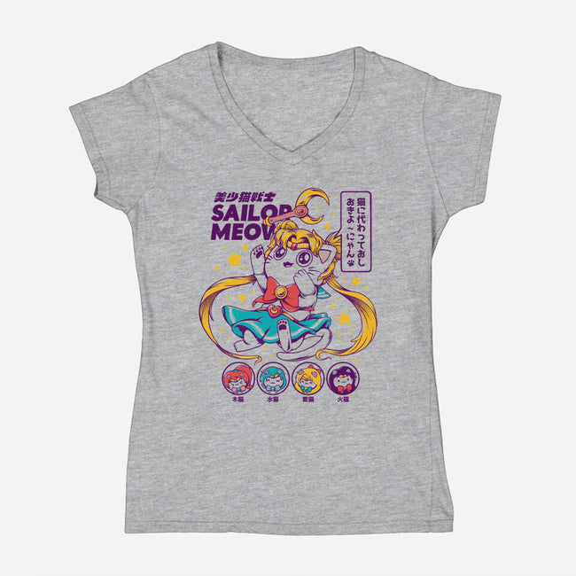 Sailor Meow-womens v-neck tee-ilustrata