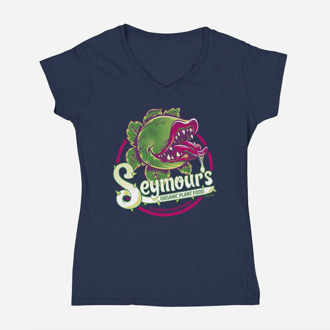 Seymour's Organic Plant Food-womens v-neck tee-Nemons