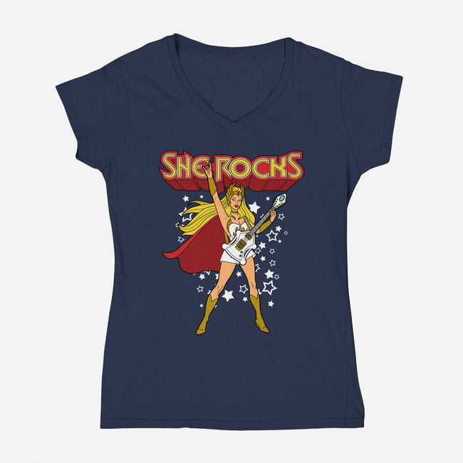 She Rocks-womens v-neck tee-Boggs Nicolas