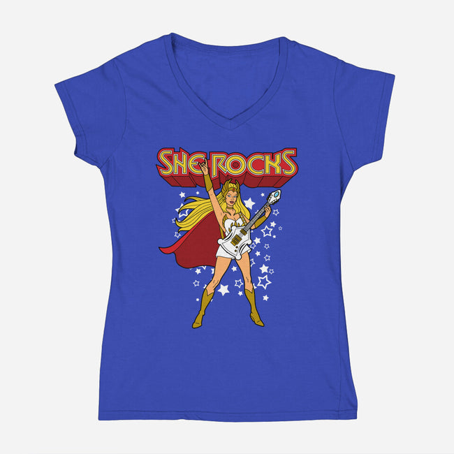 She Rocks-womens v-neck tee-Boggs Nicolas
