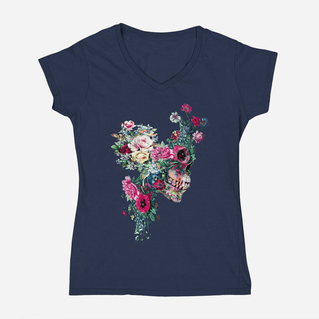 SKULL VII-womens v-neck tee-RizaPeker