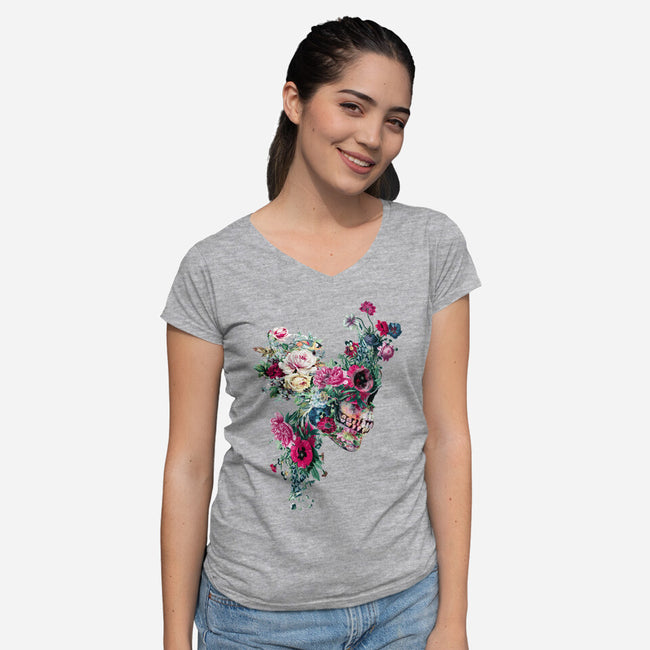 SKULL VII-womens v-neck tee-RizaPeker