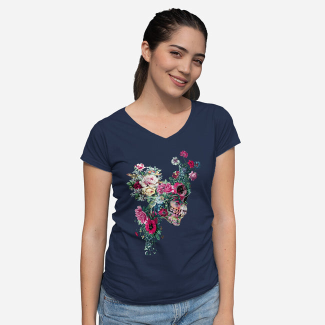 SKULL VII-womens v-neck tee-RizaPeker