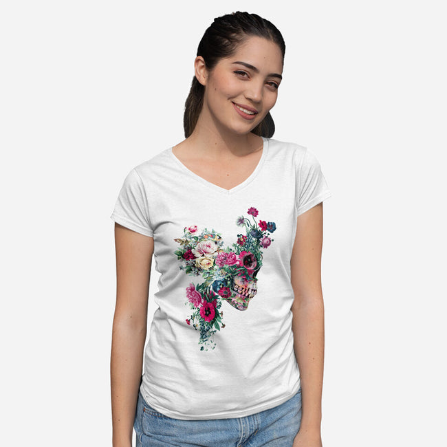 SKULL VII-womens v-neck tee-RizaPeker