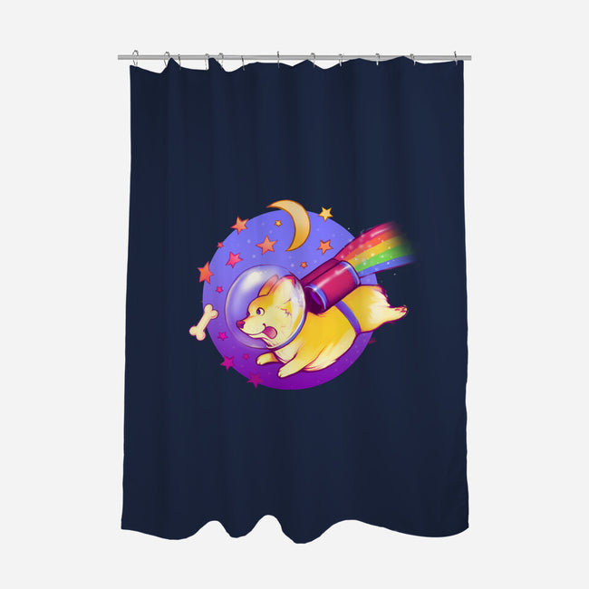 Space Corgi-none polyester shower curtain-MeganLara