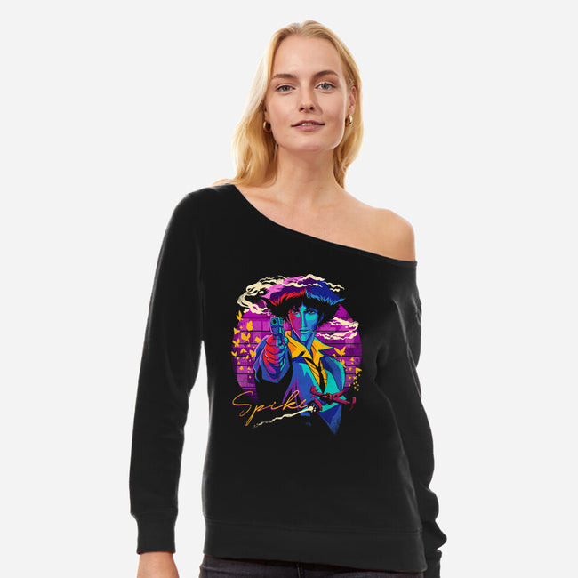 Spike the Space Cowboy-womens off shoulder sweatshirt-zerobriant