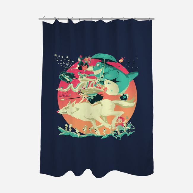 Spirited Race-none polyester shower curtain-El Black Bat