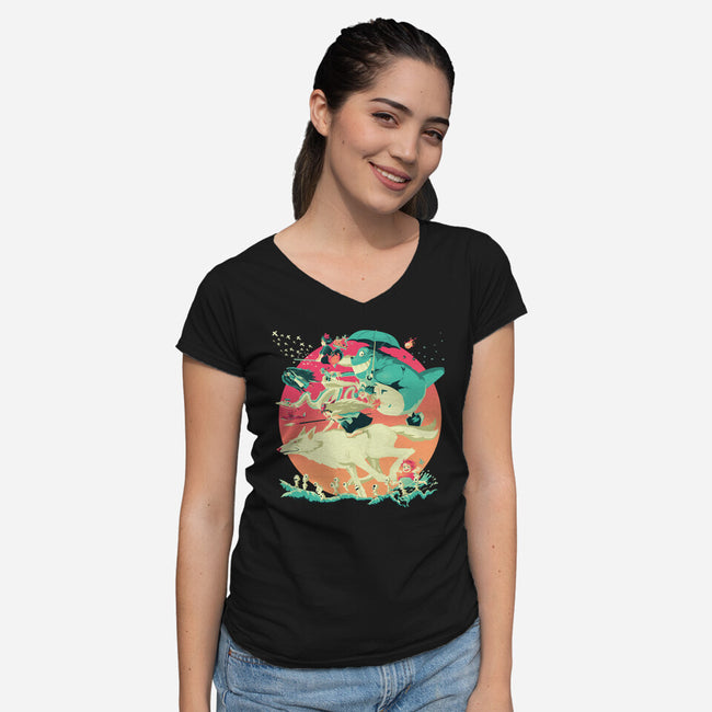 Spirited Race-womens v-neck tee-El Black Bat