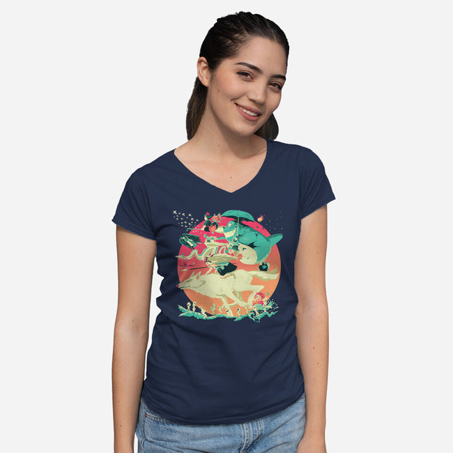 Spirited Race-womens v-neck tee-El Black Bat