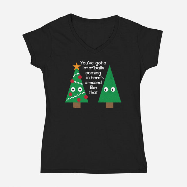Spruced Up-womens v-neck tee-David Olenick