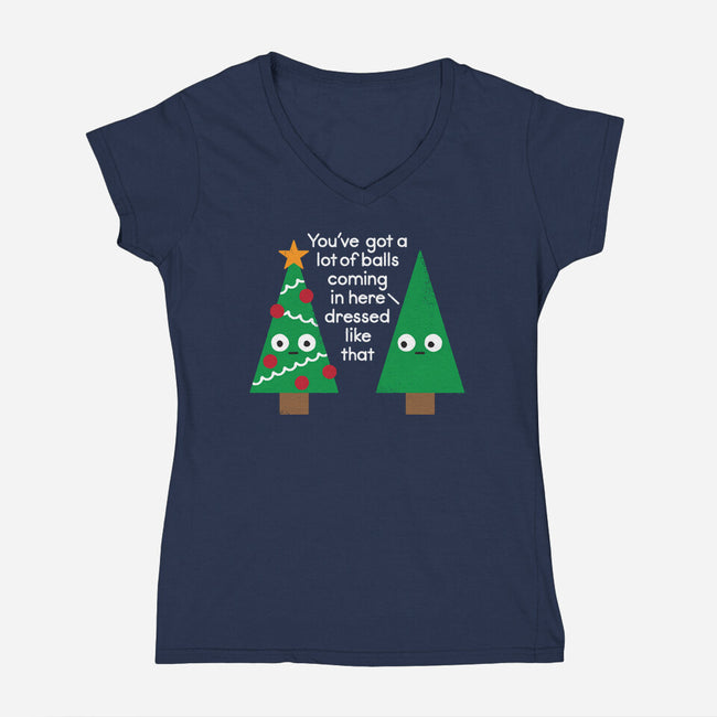 Spruced Up-womens v-neck tee-David Olenick