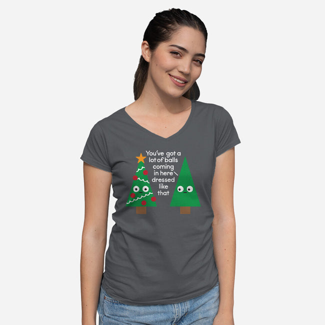 Spruced Up-womens v-neck tee-David Olenick