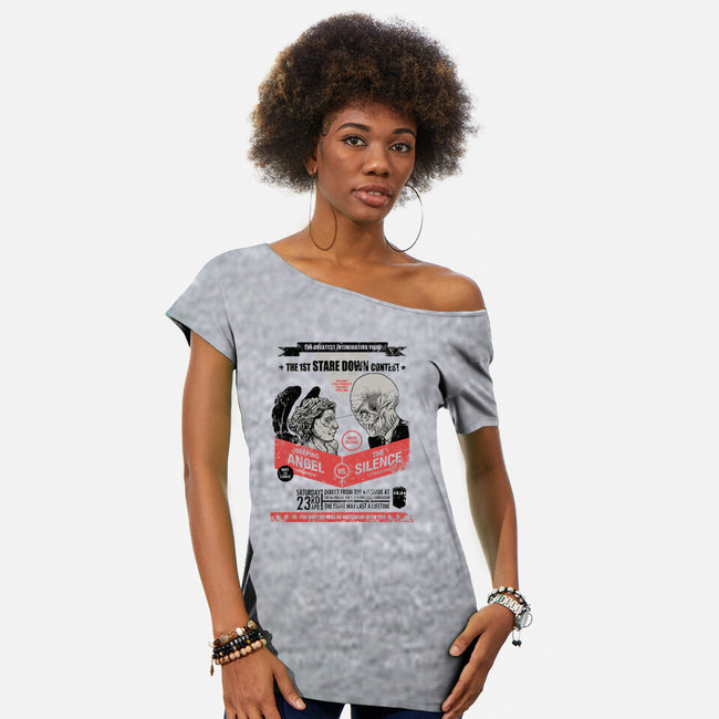 Stare Down Contest-womens off shoulder tee-zerobriant