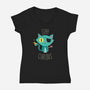 Stay Curious-womens v-neck tee-DinoMike