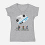 Stranger Peanuts-womens v-neck tee-Adams Pinto