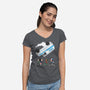 Stranger Peanuts-womens v-neck tee-Adams Pinto
