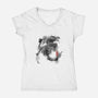Sumi-e Fury-womens v-neck tee-Daisyart-lab
