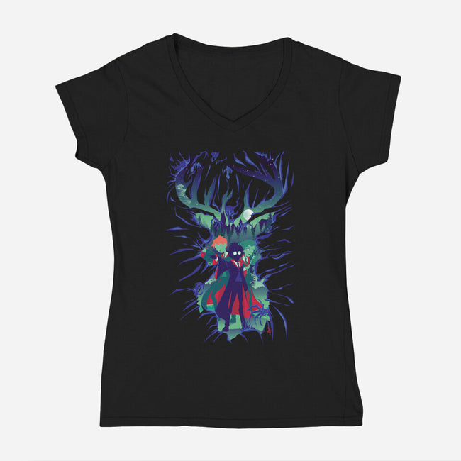 Summoned Guardian-womens v-neck tee-El Black Bat