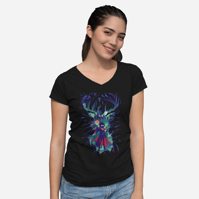 Summoned Guardian-womens v-neck tee-El Black Bat