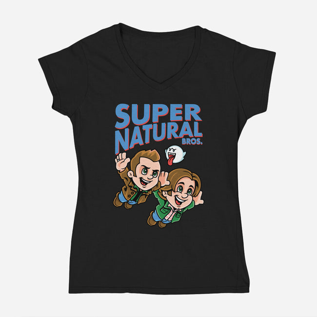 Super Natural Bros-womens v-neck tee-harebrained