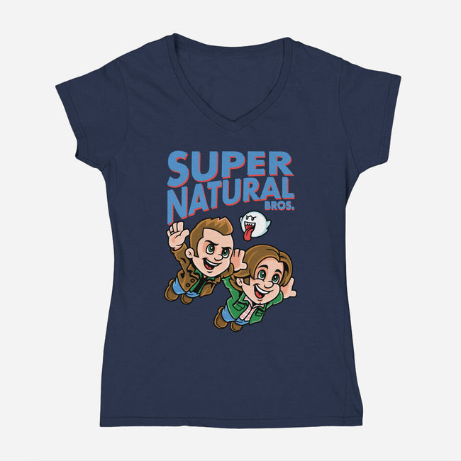 Super Natural Bros-womens v-neck tee-harebrained