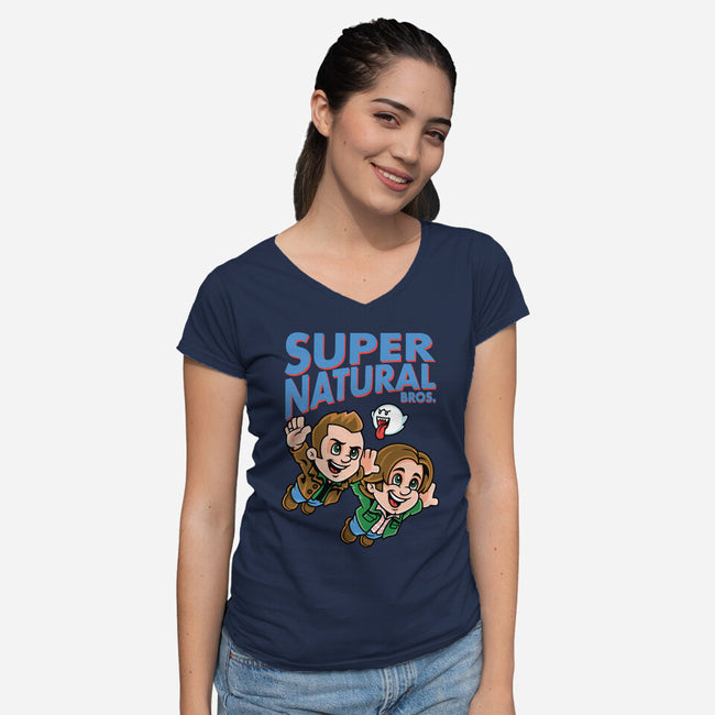 Super Natural Bros-womens v-neck tee-harebrained