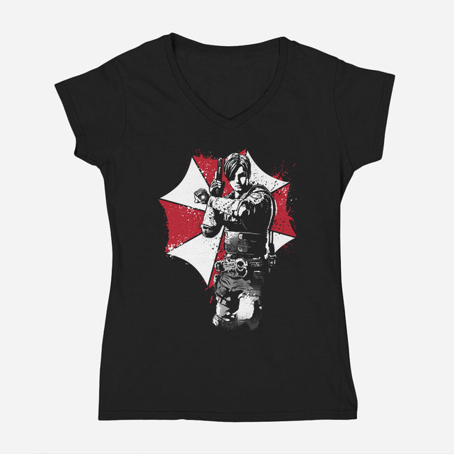 R.P.D. Police Officer-womens v-neck tee-DrMonekers