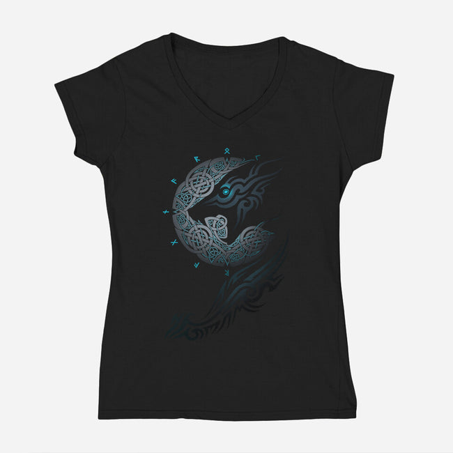Ragnarok Moon-womens v-neck tee-RAIDHO