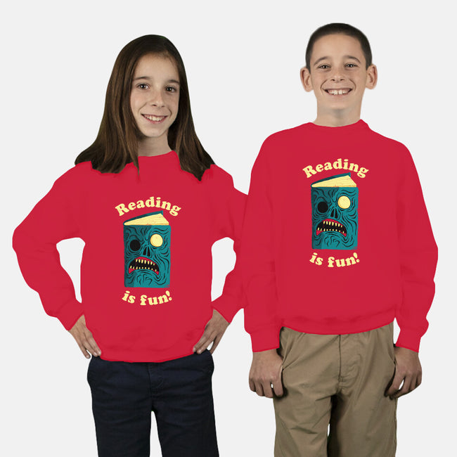 Reading is Fun-youth crew neck sweatshirt-DinoMike