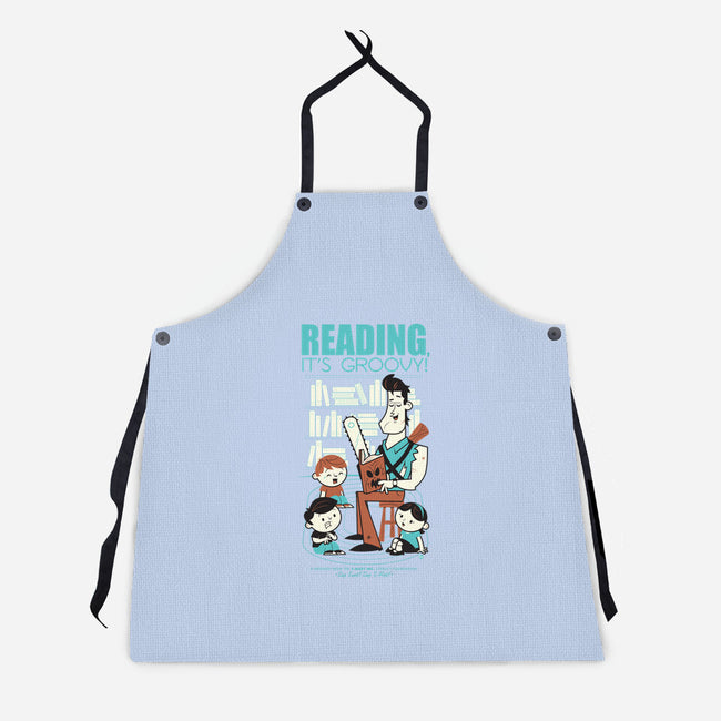 Reading is Groovy-unisex kitchen apron-Dave Perillo