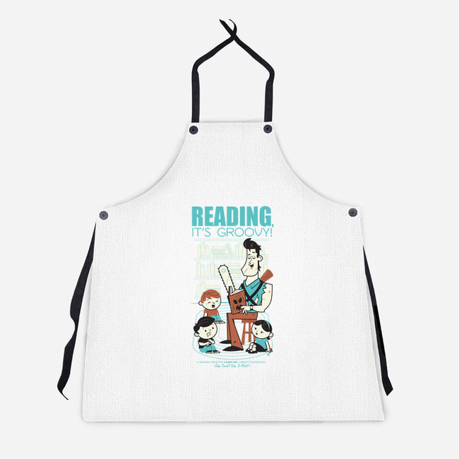 Reading is Groovy-unisex kitchen apron-Dave Perillo
