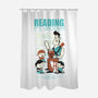 Reading is Groovy-none polyester shower curtain-Dave Perillo