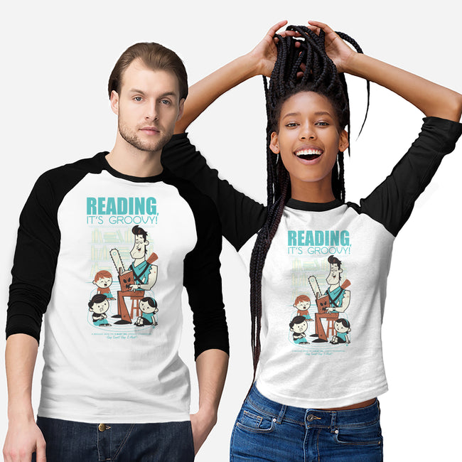 Reading is Groovy-unisex baseball tee-Dave Perillo