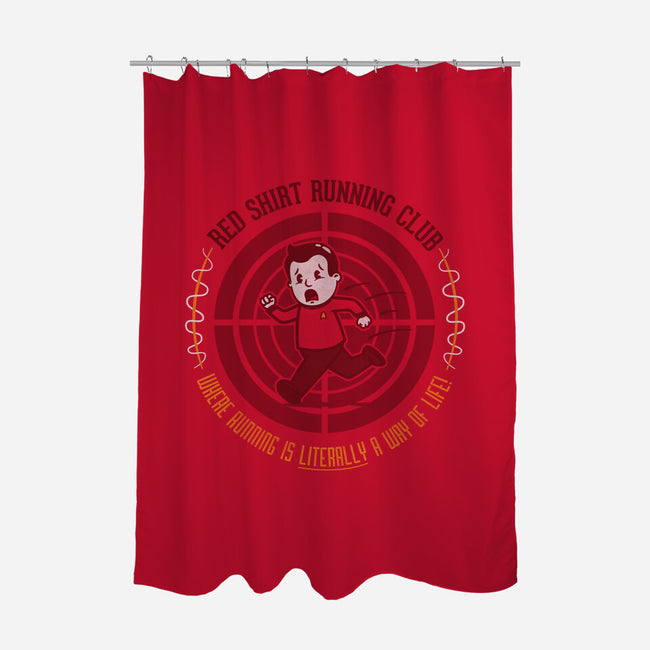 Red Shirt Running Club-none polyester shower curtain-Beware_1984