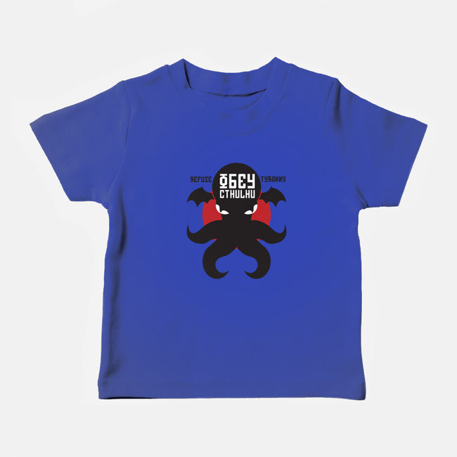 Refuse Tyranny, Obey Cthulhu-baby basic tee-Retro Review