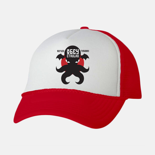 Refuse Tyranny, Obey Cthulhu-unisex trucker hat-Retro Review