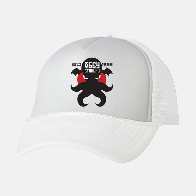 Refuse Tyranny, Obey Cthulhu-unisex trucker hat-Retro Review